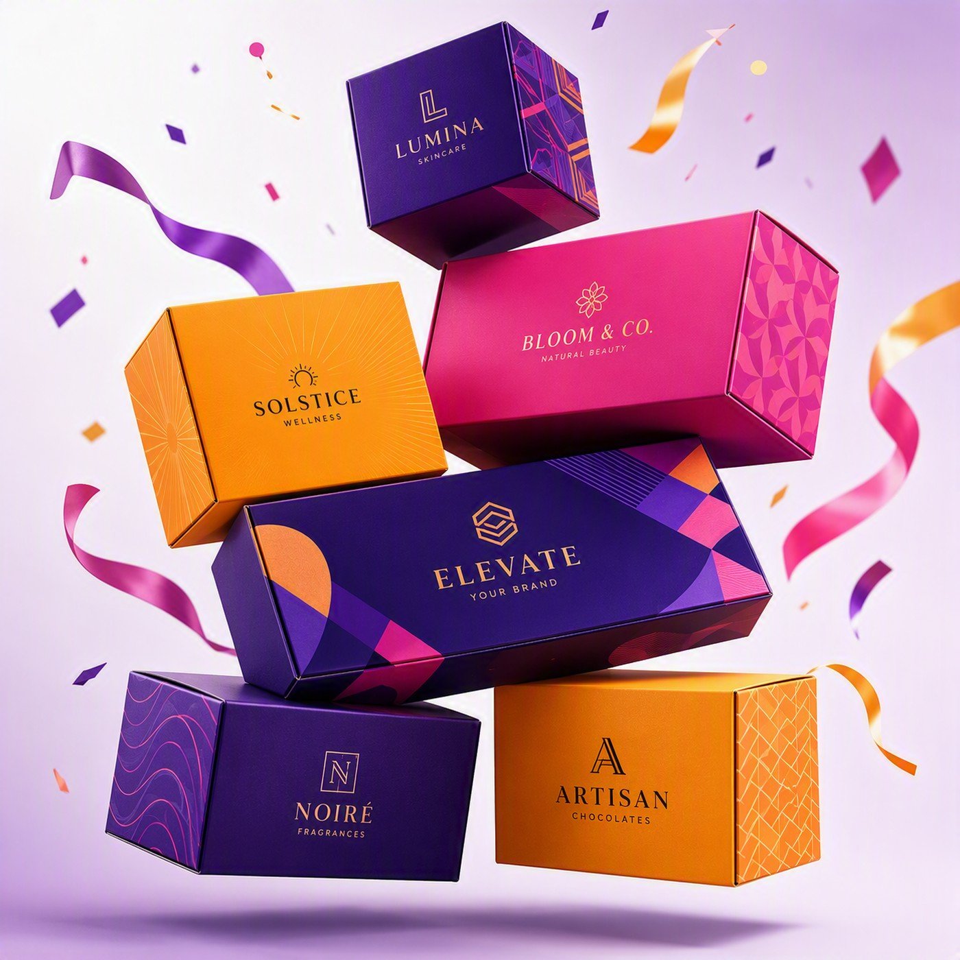 Colorful custom printed packaging boxes by Boxifyme
